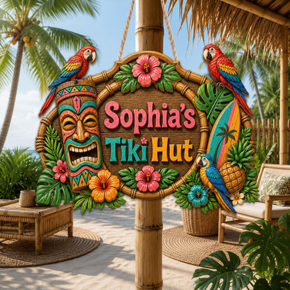 Custom Tiki Bar Door Sign, Beach House Welcome Sign