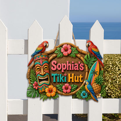 Custom Tiki Bar Door Sign, Beach House Welcome Sign