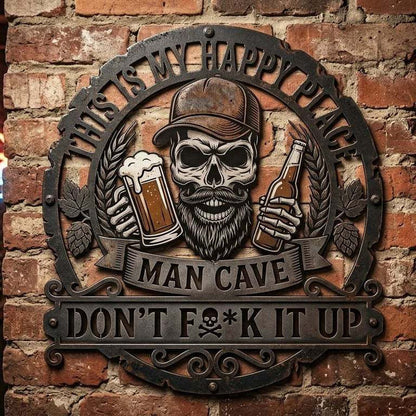 💀🍺"This Is My Happy Place" Funny Man Cave Decor