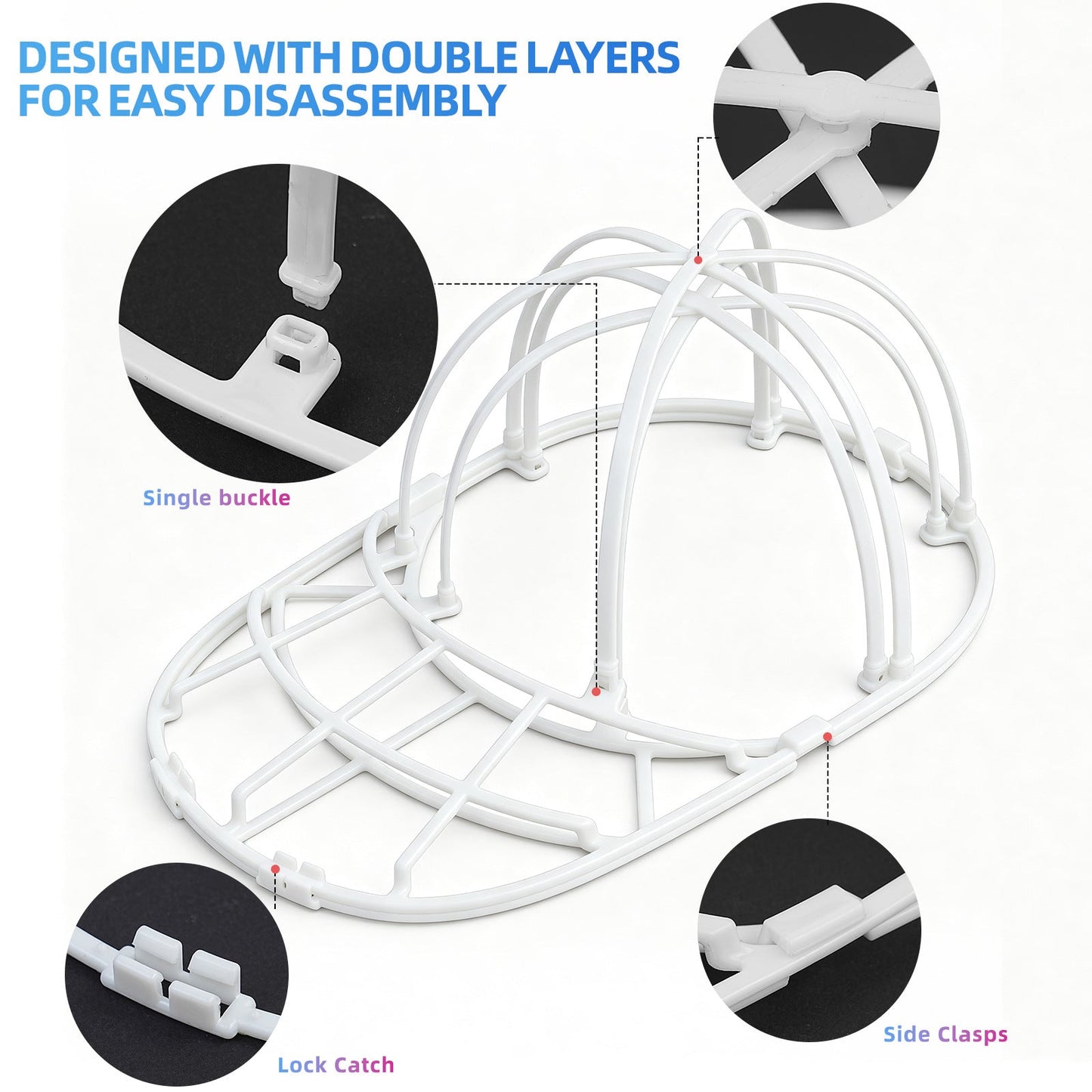 PP Hat Washer Cage with Adjustable Shaper(Free Gift-White Zipper Mesh Bag)