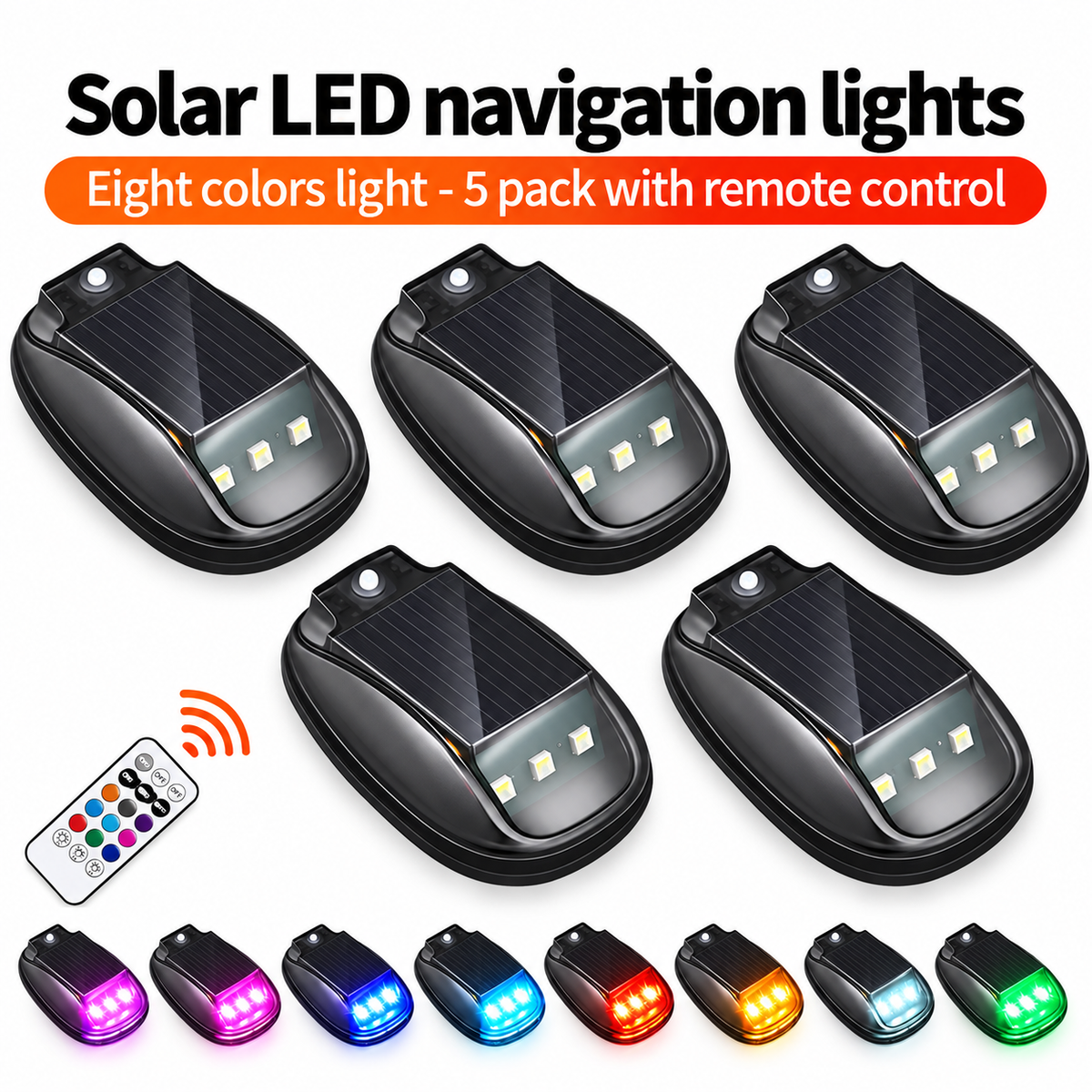🚙🔆⚡ Solar RGB Car Roof Strobe Lights – 5-Pack Wireless No-Drill Cab Light Set