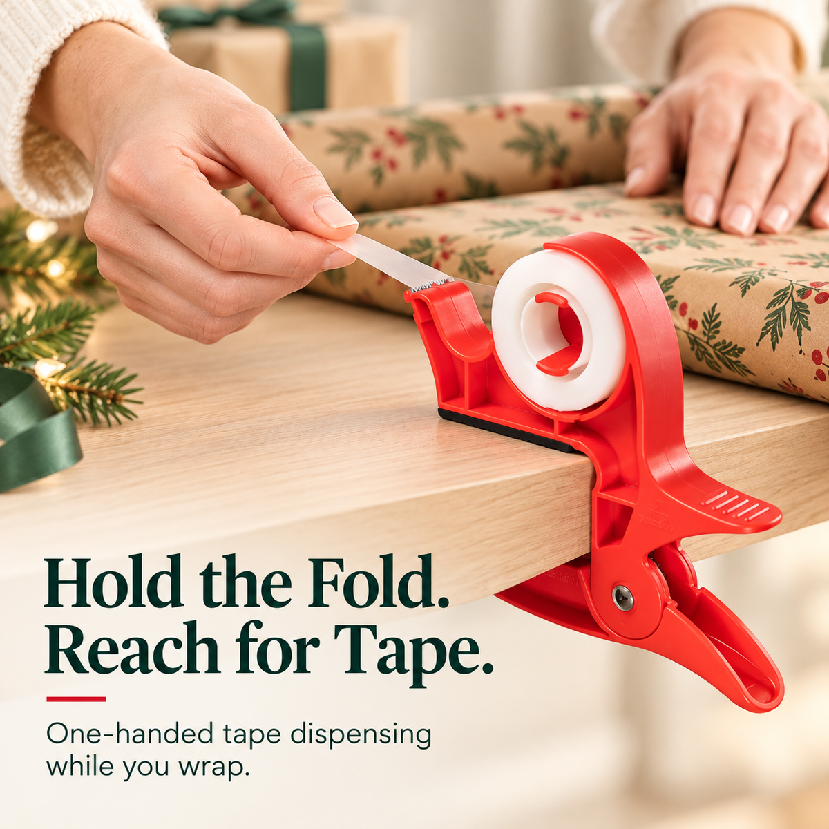 🔥🎄 Christmas Best Seller! 🎁 Gift Wrapping Paper Holder & Tape Dispenser Set – 2 Clamp-On Holders