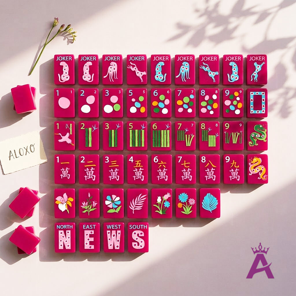Orchid Leopard Mahjong Set — 160 Tiles