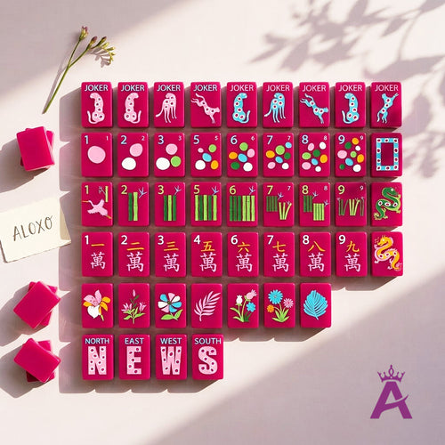 Orchid Leopard Mahjong Set — 160 Tiles
