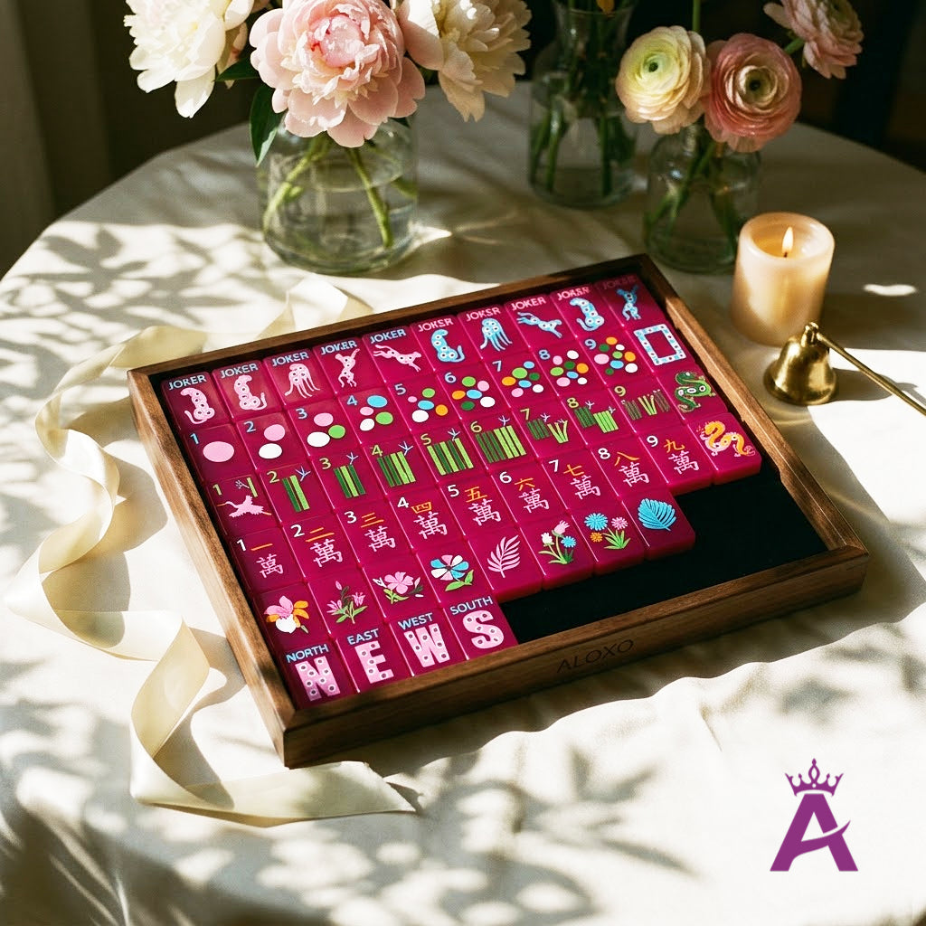 Orchid Leopard Mahjong Set — 160 Tiles
