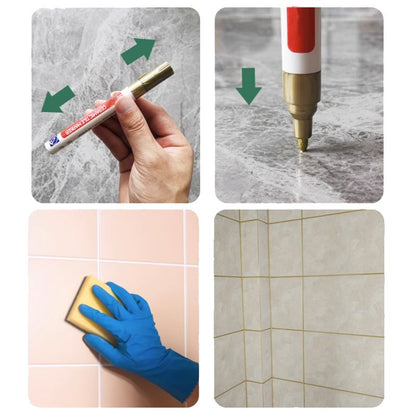 TileMarker 1+2 FREE - Anti-Mold Ceramic Tile Joint Pen Marker with Grout Hook Knife