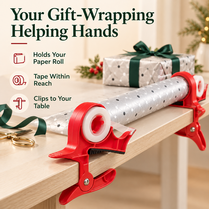 🔥🎄 Christmas Best Seller! 🎁 Gift Wrapping Paper Holder & Tape Dispenser Set – 2 Clamp-On Holders