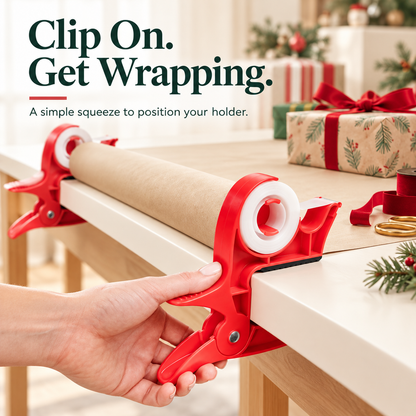🔥🎄 Christmas Best Seller! 🎁 Gift Wrapping Paper Holder & Tape Dispenser Set – 2 Clamp-On Holders