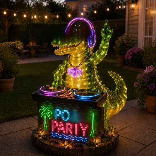 🔥 HOT SALE 49% OFF 🔥 DJ Alligator Pool Party Glow Garden Sculpture