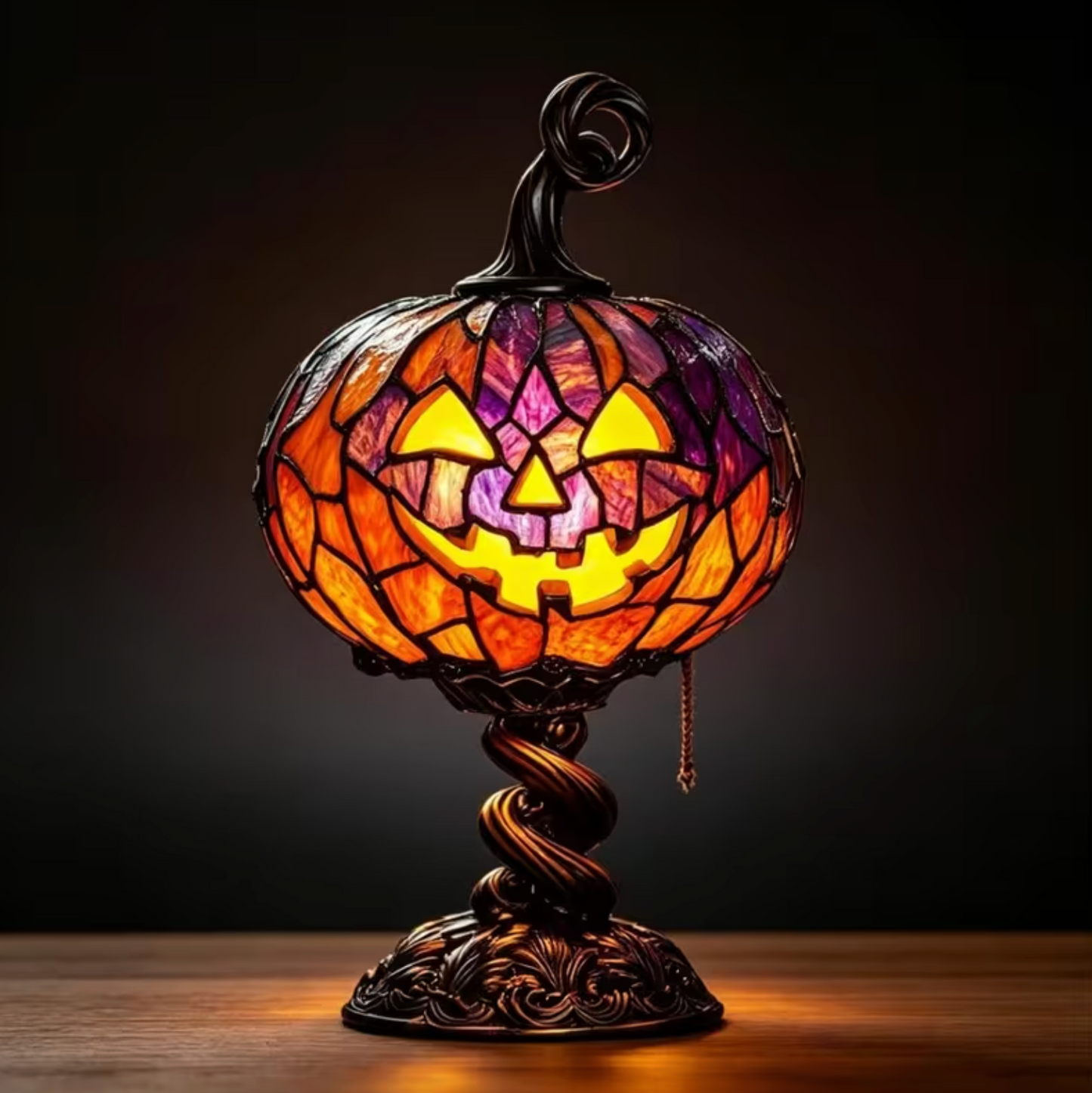 PumpkinGlow™ – Stained Glass Pumpkin Lamp
