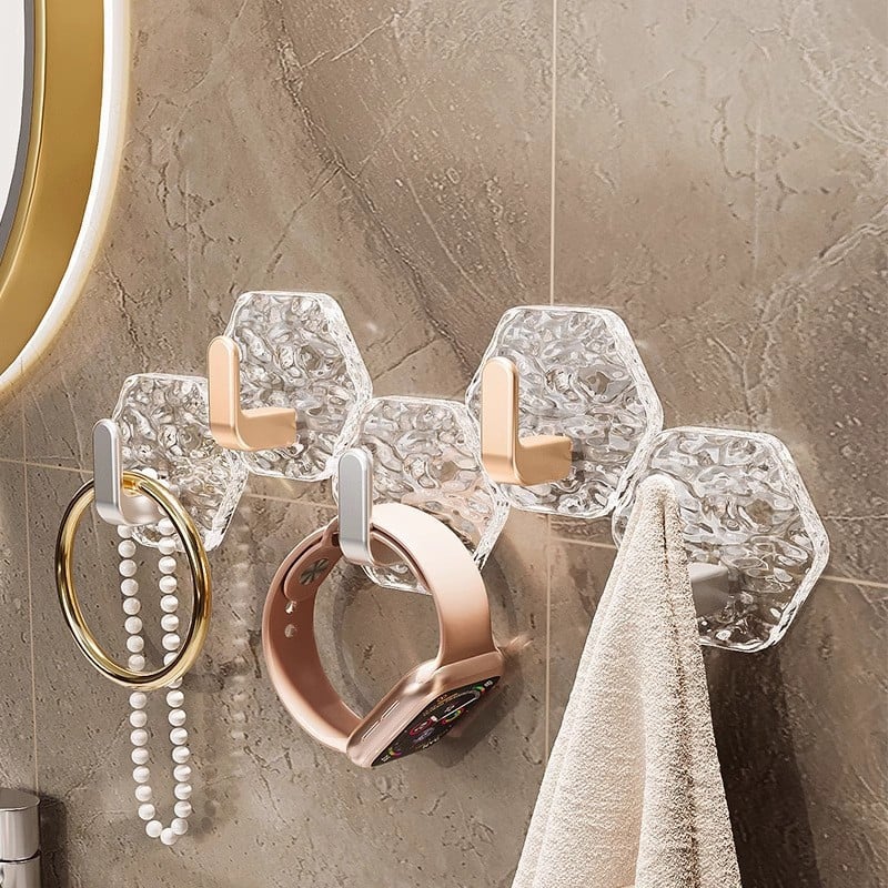 🛠️10 Pack Hexagonal Ripple Heavy Duty Hooks for Bathroom, Kitchen & Household Organization