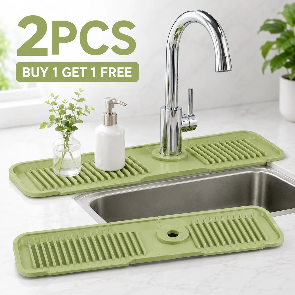 🔥😍BUY 1 GET 1 FREE💧 Silicone Sink Faucet Draining Mat