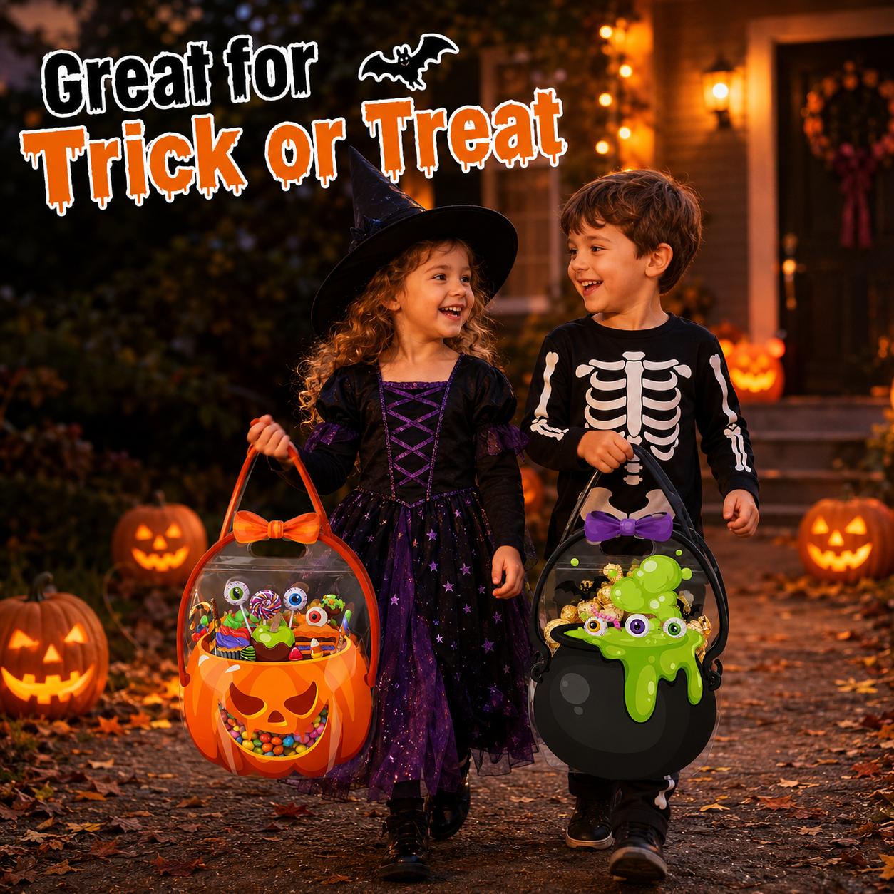 🎃Halloween Plastic Goodie Bags, Candy Gift Bags with Handle