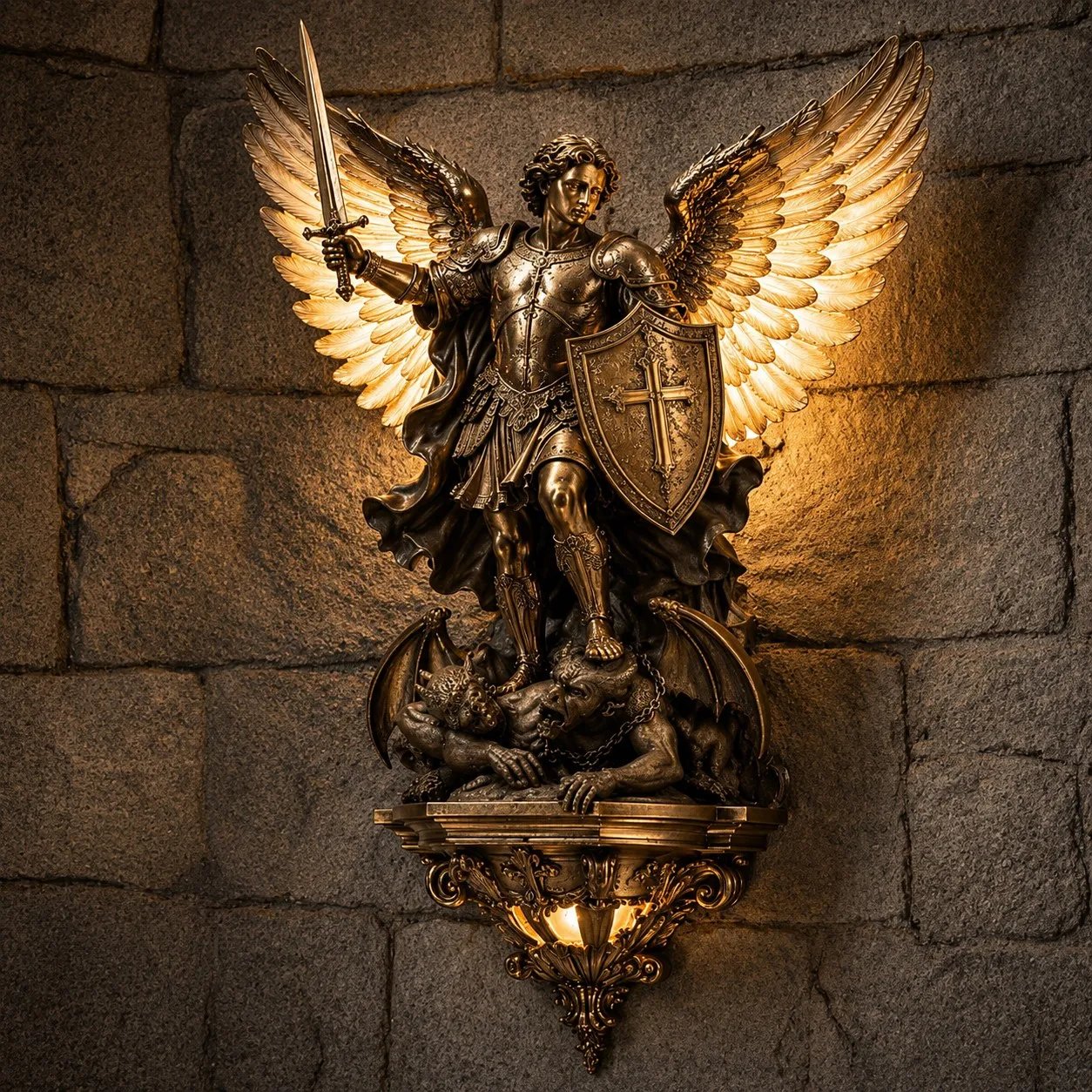 🔥LAST DAY 60% OFF⏰-St. Michael Guardian Angel Wall Light🕊️
