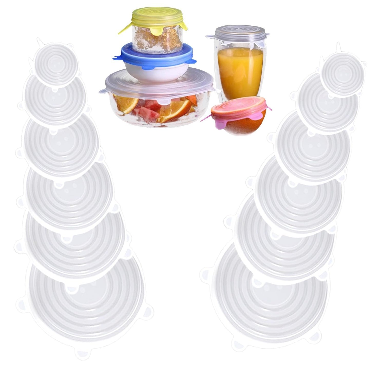 Silicone Stretch Lids, Reusable Airtight Food Covers for Food Storage