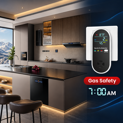 🛡️4 in 1 Gas & Carbon Monoxide Detector with Temperature and Humidity Display