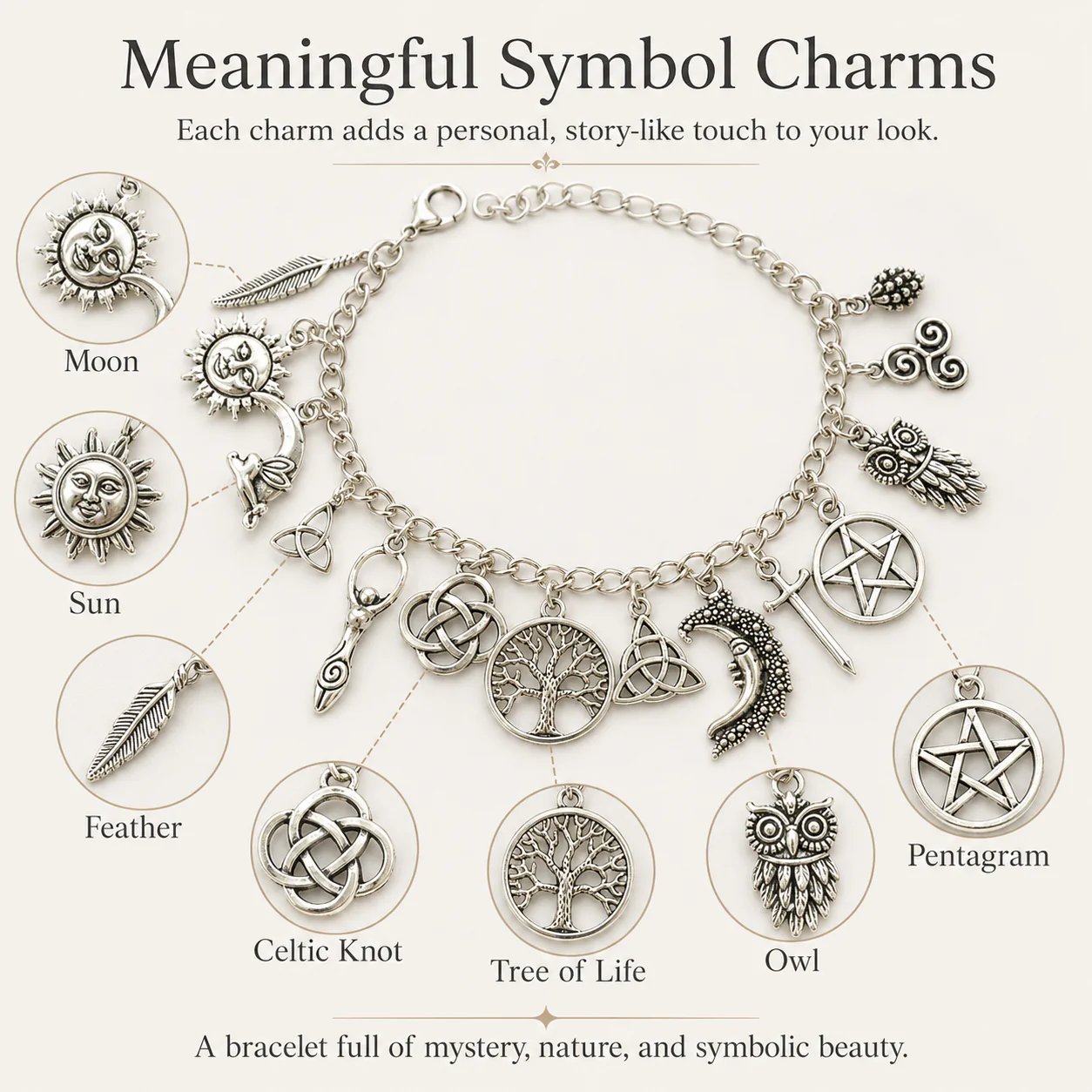 🔥Last Day 49% OFF - 🧙🖤Vintage Witchy Charm Bracelet