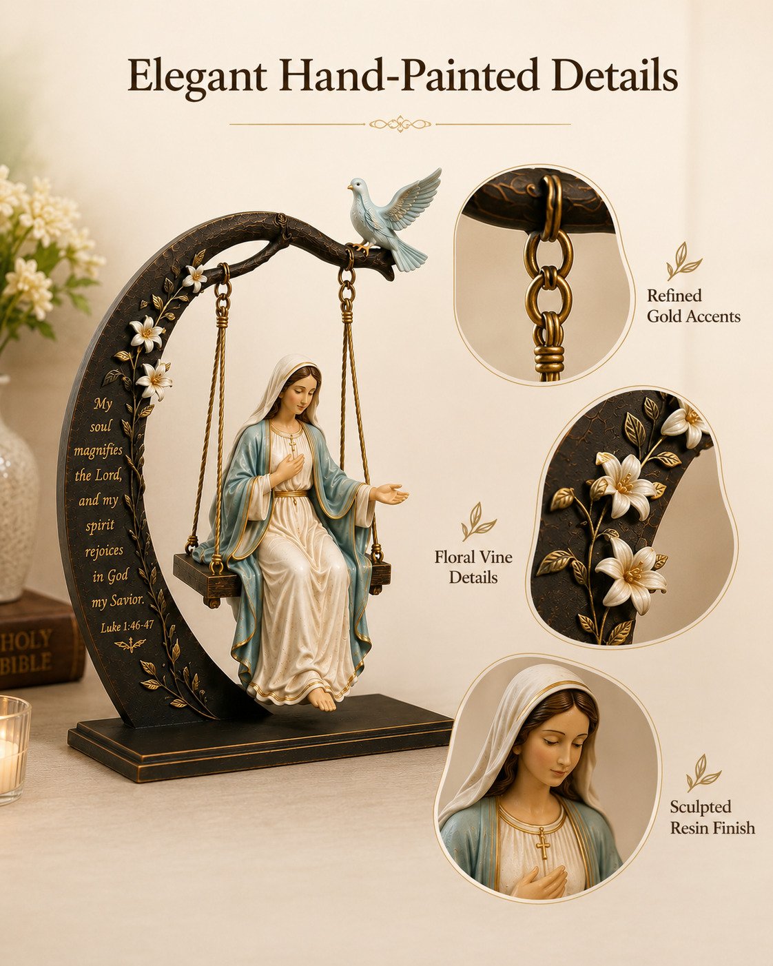Limited Time Offer Save 50% Today!🔥 Blessed Mary Cradle Swing Sculpture