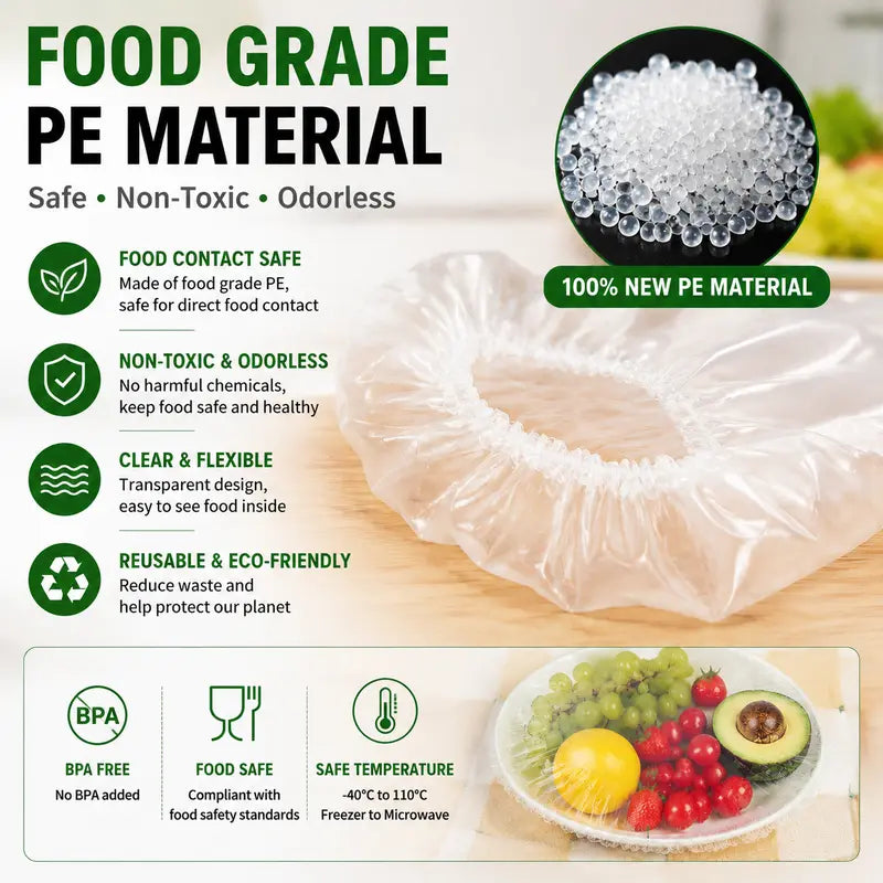 🛡️100 PCS Disposable Stretch Food Covers for Bowls & Plates