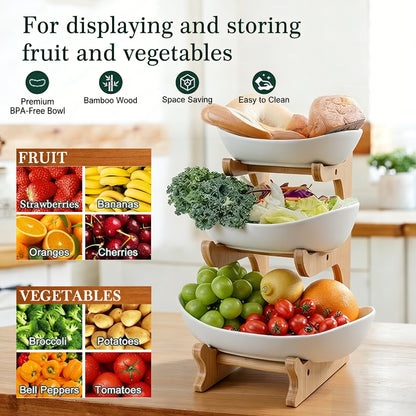 🍓2-Tier / 3-Tier Fruit Basket, Countertop Fruit Bowl(Includes Stand