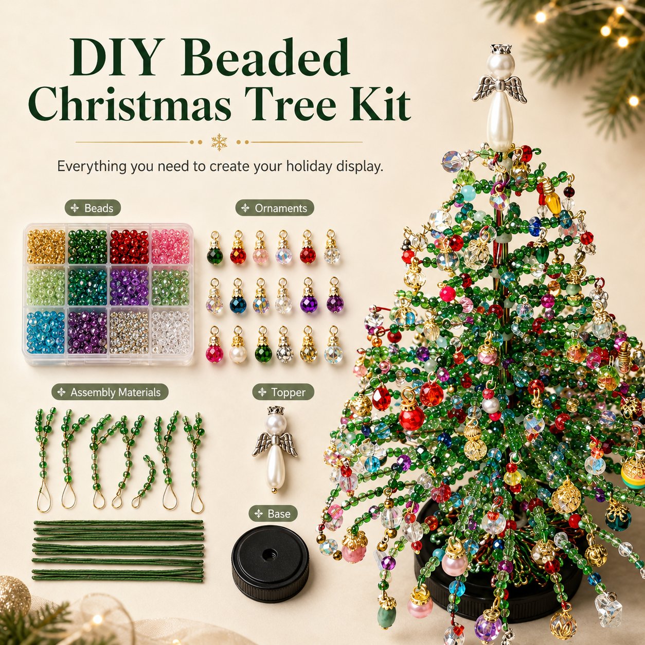 🎄✨ DIY Beaded Christmas Tree Kit