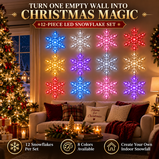 ❄️LED Snowflake Wall Light Set – Remote-Controlled Christmas Winter Decor