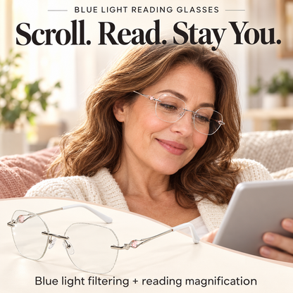 👓✨ Women’s Sparkling Rimless Blue Light Reading Glasses