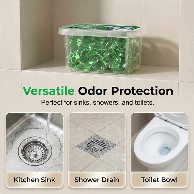 📍🥳2026 HOT SALE🥳💞50K+ SOLD!｜Drain Deodorizer Pods – Bio‑enzyme formula neutralizes smells at the source. Instant fresh scent, no harsh chemicals. Say goodbye to embarrassing odours. 🚰✅