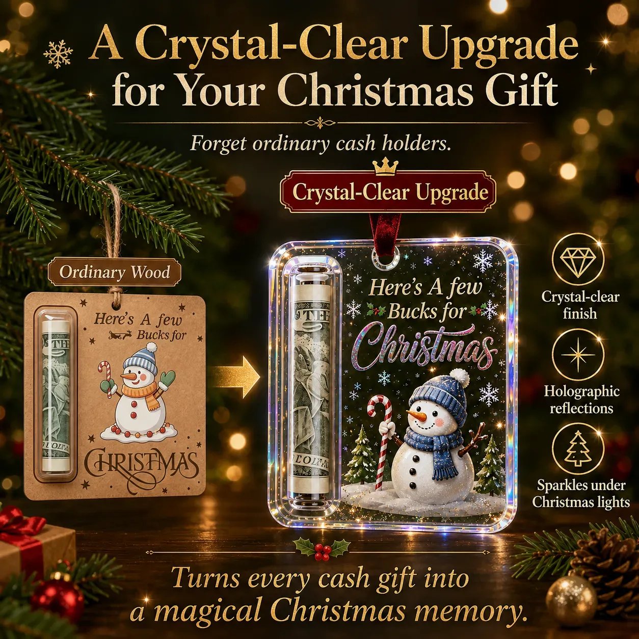 Christmas Cash Gift Ornament — Crystal Money Holder