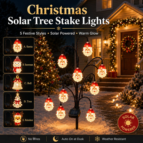 ⏳ Last day 50% OFF– 🎄Solar Santa Stake Lights 5 Styles Outdoor Yard Decor
