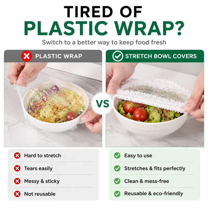 🛡️100 PCS Disposable Stretch Food Covers for Bowls & Plates