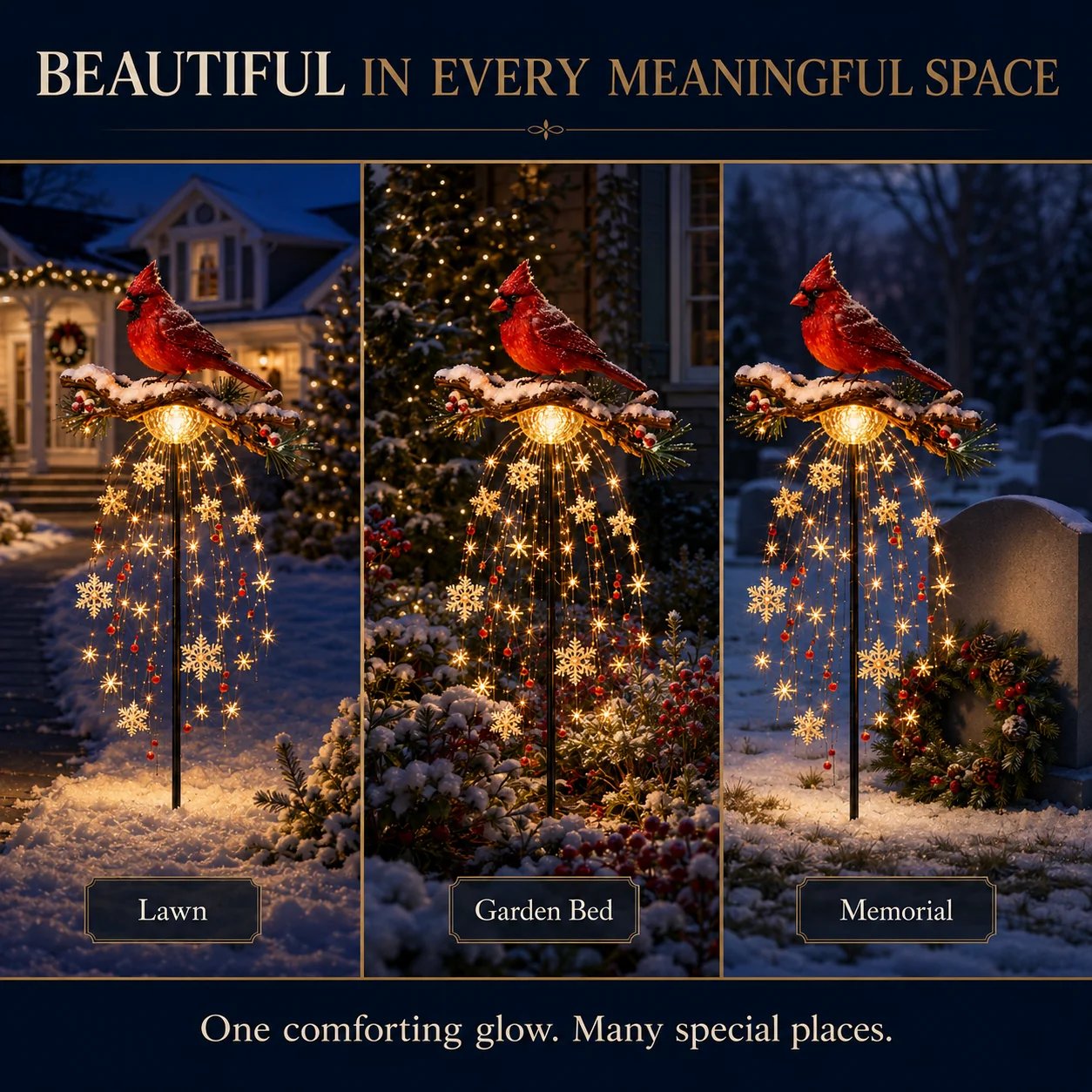 ❤️ Cardinal Memory Fountain ❤️– Lighted Christmas Remembrance Garden Decor