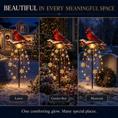 ❤️ Cardinal Memory Fountain ❤️– Lighted Christmas Remembrance Garden Decor