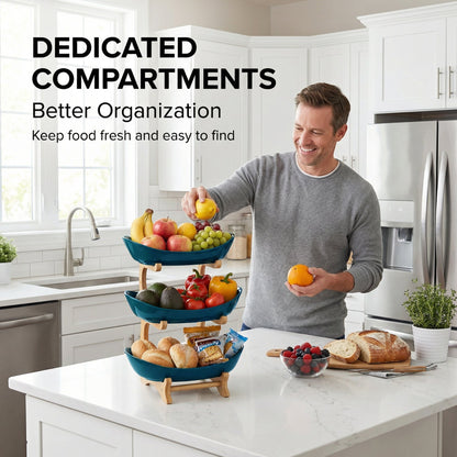 🍓2-Tier / 3-Tier Fruit Basket, Countertop Fruit Bowl(Includes Stand