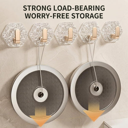 🛠️10 Pack Hexagonal Ripple Heavy Duty Hooks for Bathroom, Kitchen & Household Organization