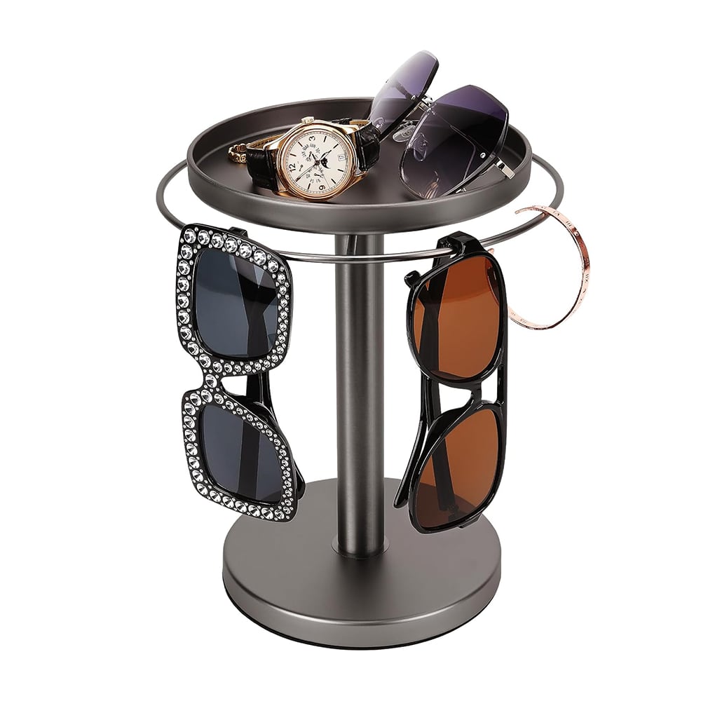 🕶️✨360° Rotating Sunglasses Organizer Stand — Eyewear Rack with Tray