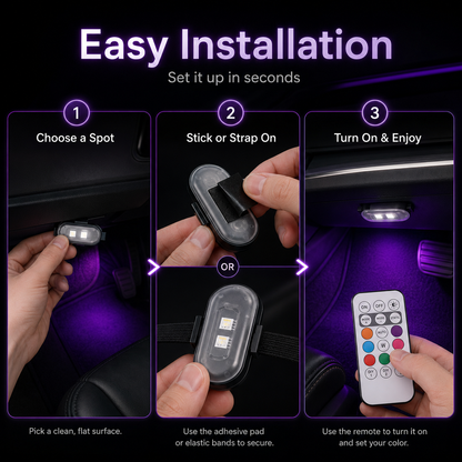 🔥2026 Hot Sale🔥 🚗✨ Remote Control Car Ambient Strobe Light 🌈⚡ Colorful Glow & Night Visibility