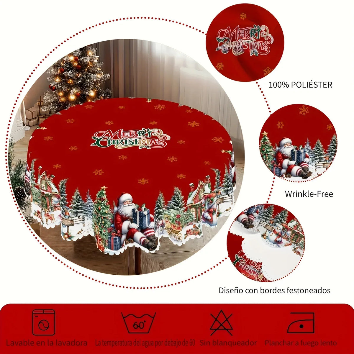 🎄 Christmas Tablecloth – Festive Santa Prints for a Warm & Welcoming Holiday Table