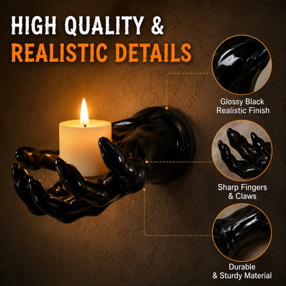💖 Hot Sale 49%OFF👻Wall-Mounted Terrifying Severed Hand Ornament Set (3 Pcs) -🕯️Includes lit Candle
