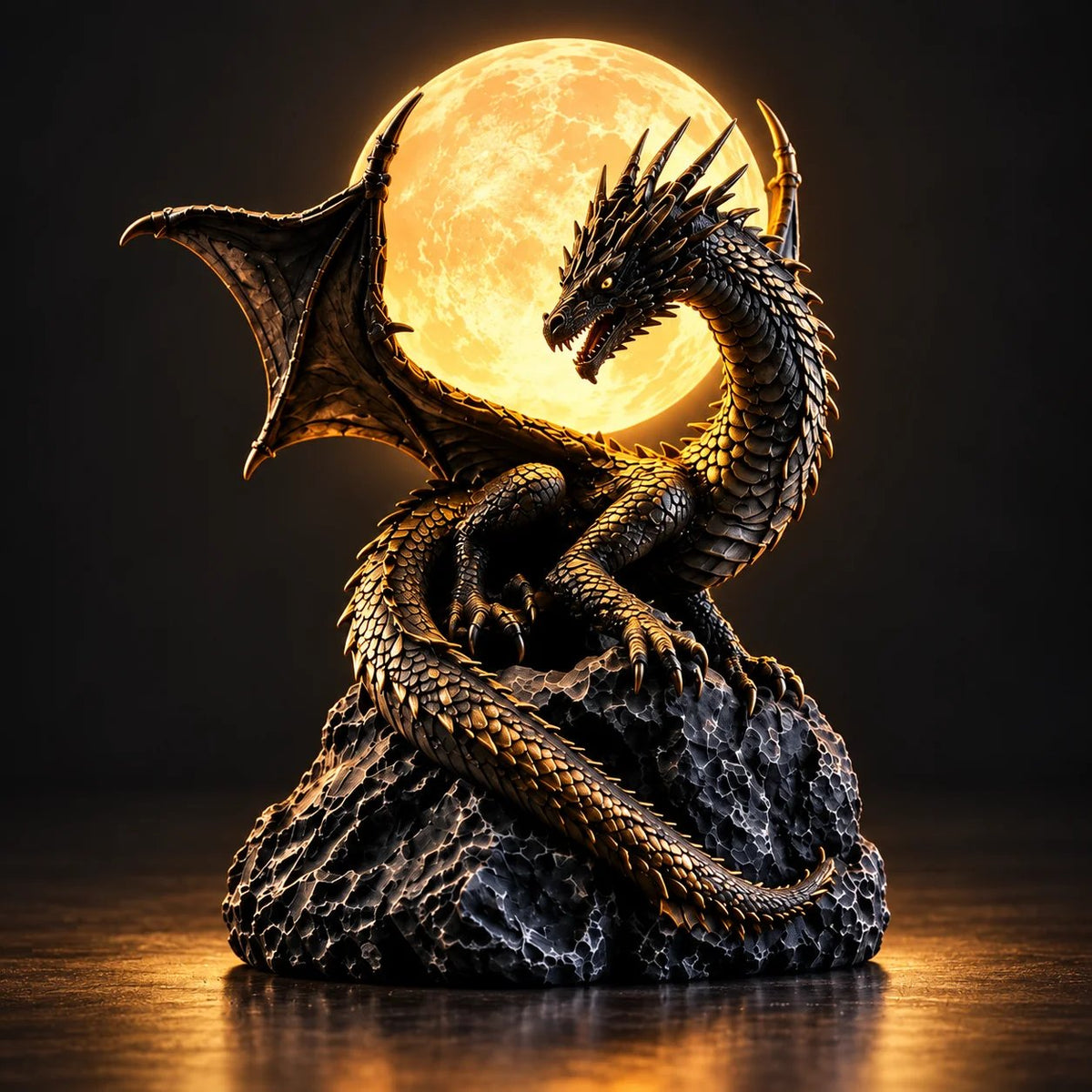🐉 Gotische Drachenmond-Globus-Statue-Lampe