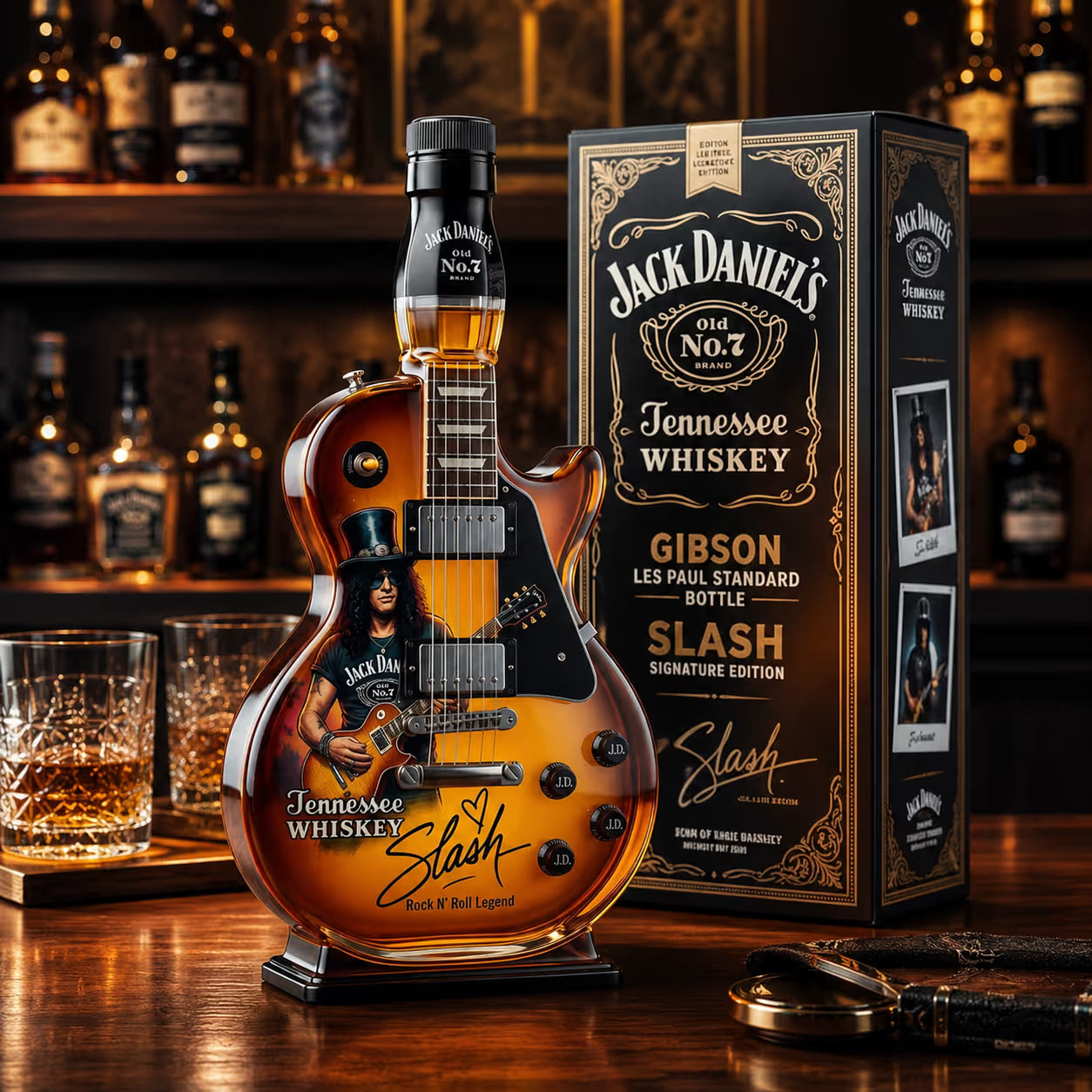 🎁 Flash Sale-49% OFF – 👨‍🎤🤘Appetite for Rock: Vintage Sunburst Guitar Figurine Spirit Bottle🎸✨