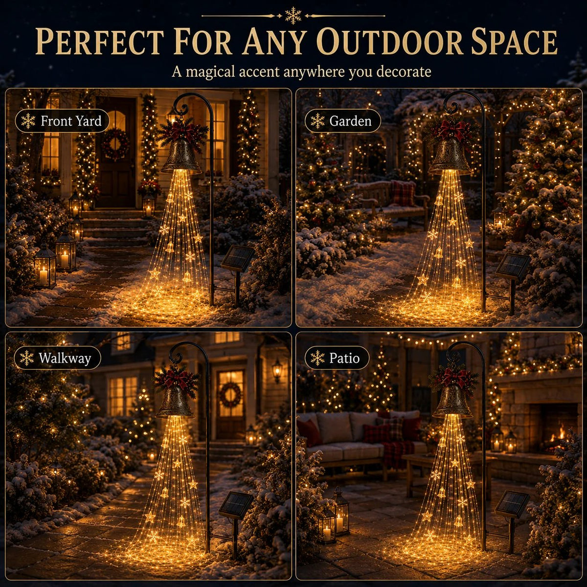 🔥Buy 2 Get 20% OFF🔥🎄 Christmas Bell Cascade Solar Yard Light✨