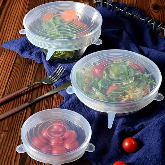 Silicone Stretch Lids, Reusable Airtight Food Covers for Food Storage