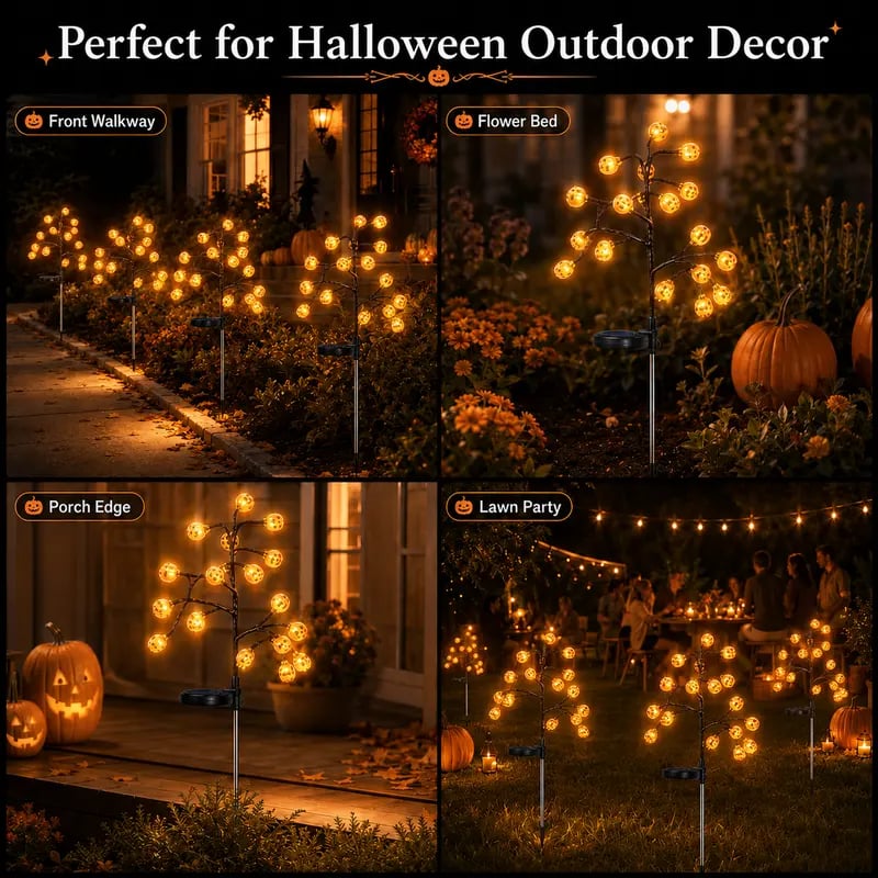 🎃 Pumpkin Solar Stake Lights – Halloween Outdoor Yard Decor