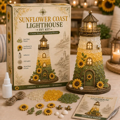 💥  💙 DIY Sea Glass Lighthouse Kit – Light-Up Coastal Craft & Handmade Home Decor