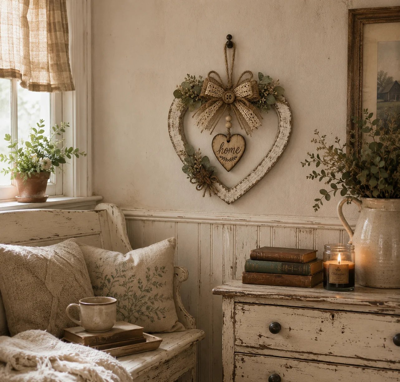 🔥HOT SALE🔥🤎Rustic Farmhouse Heart Wall Decor with “Home” Sign
