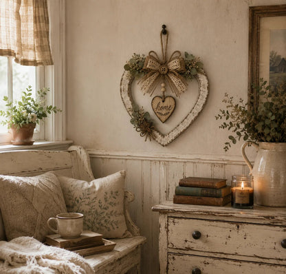 🔥HOT SALE🔥🤎Rustic Farmhouse Heart Wall Decor with “Home” Sign