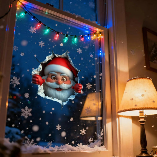 "Santa's Breaking In!" Christmas Wall Sticker 🎅 Funny Holiday Decor for Home 🎄