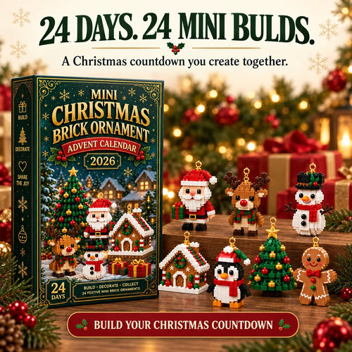 🎁🎄24-Day Mini Christmas Brick Ornament Advent Calendar | 24 Unique Buildable Holiday Ornaments to Create, Hang & Keep 🧱