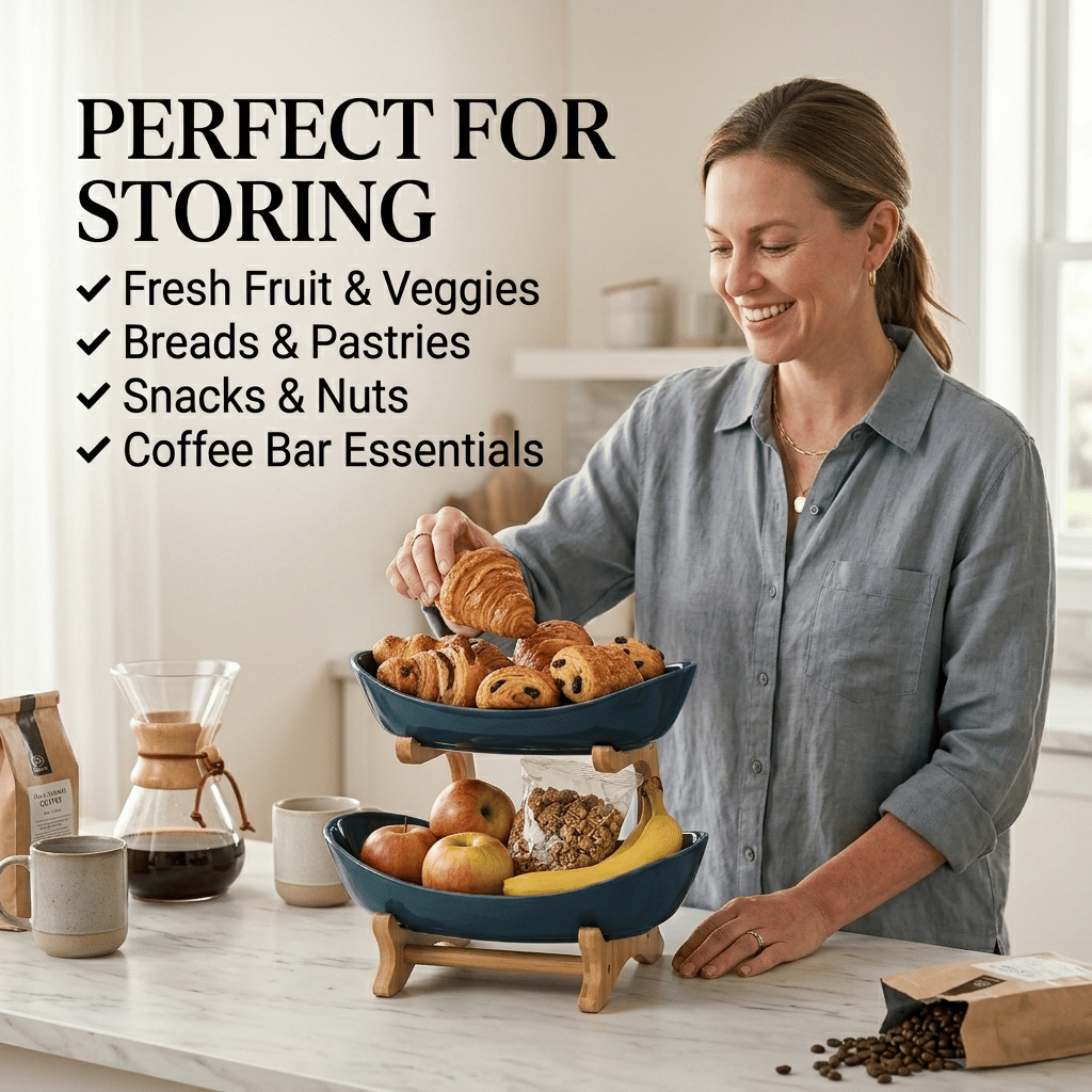 🍓2-Tier / 3-Tier Fruit Basket, Countertop Fruit Bowl(Includes Stand